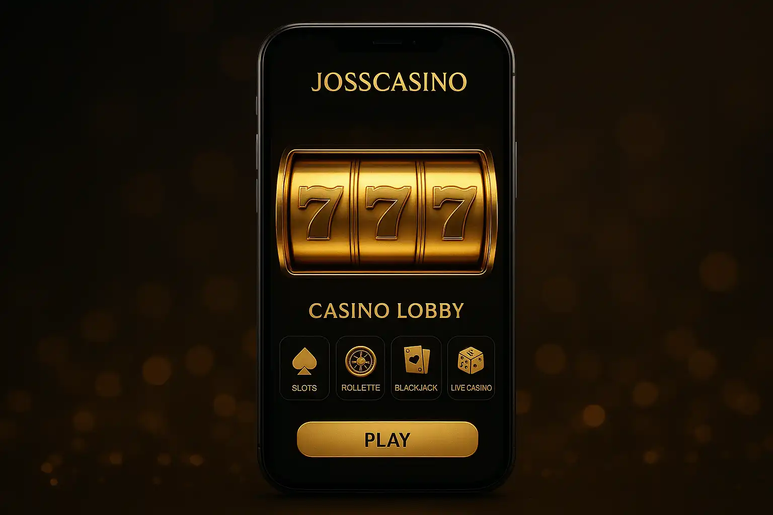 JossCasino Mobile App auf einem Smartphone – Slots und Casino-Spiele unterwegs